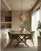 Tavolo da pranzo in legno massello di mango intarsiato L200 cm 10 pers. Bucarest marrone - 200 x 100 x 78 cm