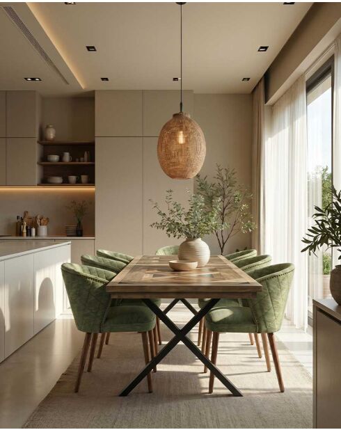 Tavolo da pranzo in legno massello di mango intarsiato L200 cm 10 pers. Bucarest marrone - 200 x 100 x 78 cm