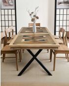 Tavolo da pranzo in legno massello di mango intarsiato L200 cm 10 pers. Bucarest marrone - 200 x 100 x 78 cm