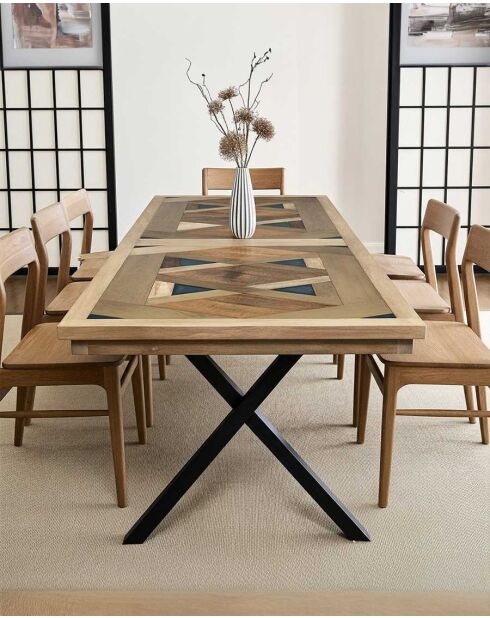 Tavolo da pranzo in legno massello di mango intarsiato L200 cm 10 pers. Bucarest marrone - 200 x 100 x 78 cm