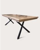 Tavolo da pranzo in legno massello di mango intarsiato L200 cm 10 pers. Bucarest marrone - 200 x 100 x 78 cm