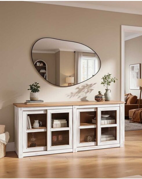 Credenza bassa bianca in legno massello Oxford - 170 x 40 x 75 cm