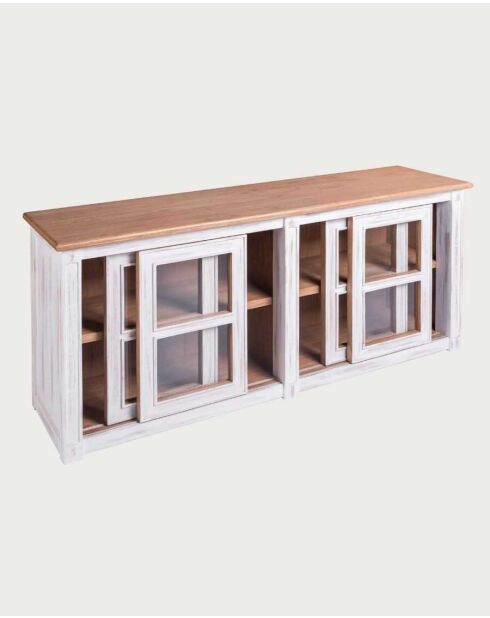 Credenza bassa bianca in legno massello Oxford - 170 x 40 x 75 cm