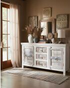 Credenza bianca a 2 ante in legno massello, Viva - 170 x 45 x 90 cm