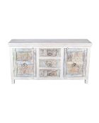 Credenza bianca a 2 ante in legno massello, Viva - 170 x 45 x 90 cm