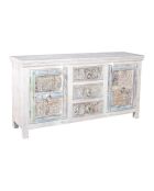 Credenza bianca a 2 ante in legno massello, Viva - 170 x 45 x 90 cm
