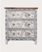 Cómoda Blossom de madera maciza tallada en blanco, 85 x 43 x 94 cm
