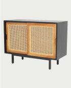 Kleines Sideboard aus Holz, Zuckerrohr und schwarzem Metall Noma - 100 x 43 x 76 cm