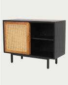 Kleines Sideboard aus Holz, Zuckerrohr und schwarzem Metall Noma - 100 x 43 x 76 cm