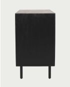 Kleines Sideboard aus Holz, Zuckerrohr und schwarzem Metall Noma - 100 x 43 x 76 cm
