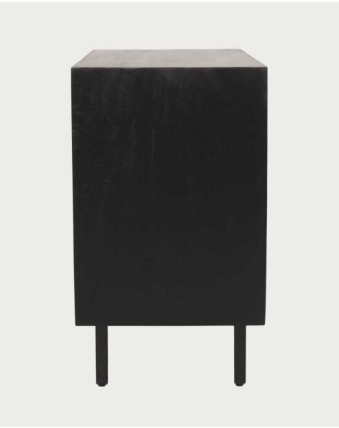 Kleines Sideboard aus Holz, Zuckerrohr und schwarzem Metall Noma - 100 x 43 x 76 cm
