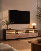 Porta TV Leo in legno di acacia con illuminazione a LED - 180 x 40 x 50 cm