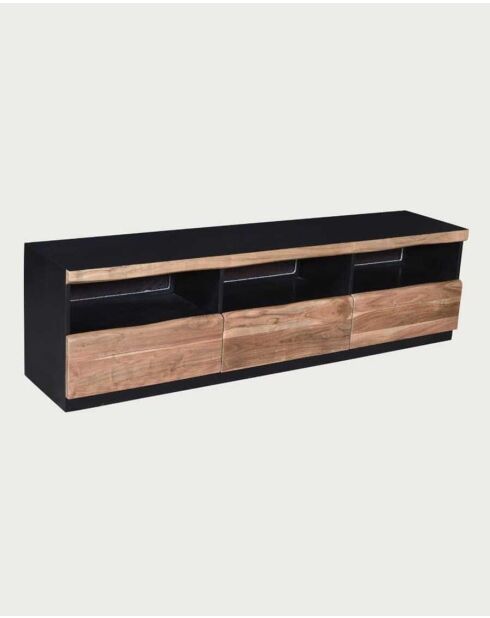 Porta TV Leo in legno di acacia con illuminazione a LED - 180 x 40 x 50 cm
