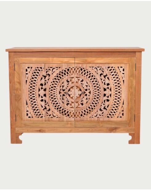 Petit buffet en teck sculpté Oba - 120 x 45 x 86 cm