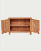 Credenza piccola Oba in teak intagliato - 120 x 45 x 86 cm