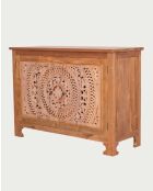 Credenza piccola Oba in teak intagliato - 120 x 45 x 86 cm