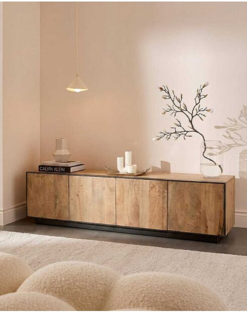 Meuble TV bois de manguier et métal Koda - 180 x 44 x 55 cm