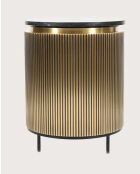 Table d'appoint finition laiton vieilli avec plateau en marbre noir Glory dorée - 50 x 50 x 60 cm