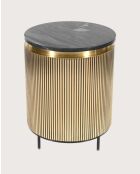 Table d'appoint finition laiton vieilli avec plateau en marbre noir Glory dorée - 50 x 50 x 60 cm