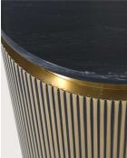 Table d'appoint finition laiton vieilli avec plateau en marbre noir Glory dorée - 50 x 50 x 60 cm