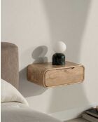 Comodino da parete Kubo in legno massello di mango naturale - 50 x 25 x 20 cm