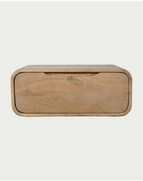 Comodino da parete Kubo in legno massello di mango naturale - 50 x 25 x 20 cm