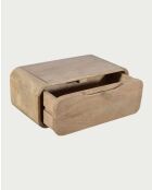 Comodino da parete Kubo in legno massello di mango naturale - 50 x 25 x 20 cm