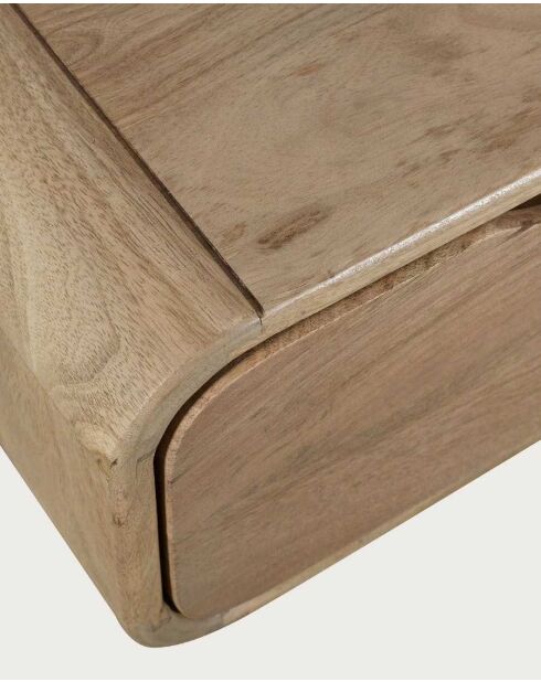 Comodino da parete Kubo in legno massello di mango naturale - 50 x 25 x 20 cm