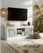 Meuble TV en bois sculpté Viva blanc - 150 x 45 x 65 cm