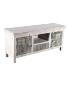 Meuble TV en bois sculpté Viva blanc - 150 x 45 x 65 cm