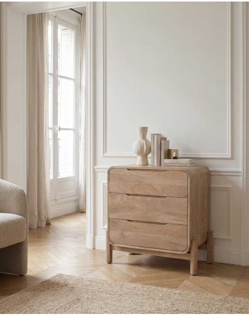 Petite commode en bois de manguier massif Kubo naturelle - 70 x 40 x 75 cm