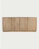 Buffet bas en bois de manguier massif et travertin Aven naturel - 180 x 45 x 75 cm