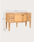 Buffet en teck avec rangement Dikana - 120 x 60 x 80 cm