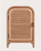 Table de nuit bois avec porte en rotin naturel Tiraya - 42 x 35 x 65 cm