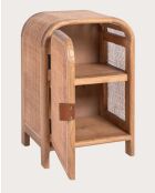 Table de nuit bois avec porte en rotin naturel Tiraya - 42 x 35 x 65 cm