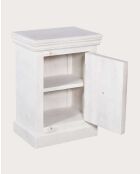 Comodino a 1 anta in legno massello di mango intagliato Viva - 50 x 71 x 35 cm