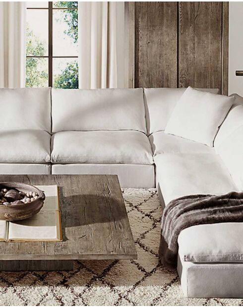 Cloud modulaire hoekbank van wit linnen - 400 x 200 x 82 cm