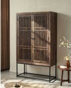 Buffet haut en bois d'acacia massif Kumo - 100 x 40 x 160 cm