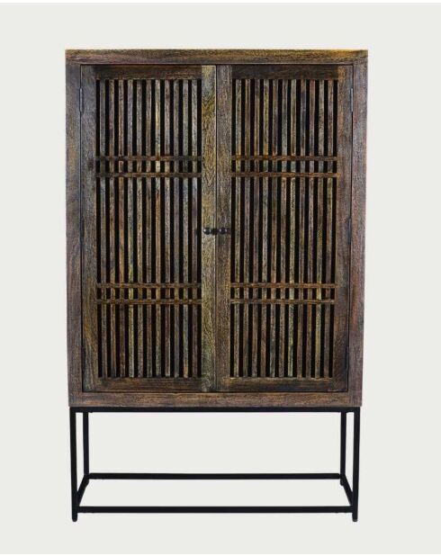 Hohes Sideboard Kumo aus massivem Akazienholz, 100 x 40 x 160 cm