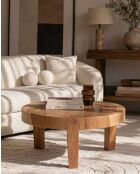 Olia runder Couchtisch aus massivem Teakholz, 70 x 70 x 30 cm
