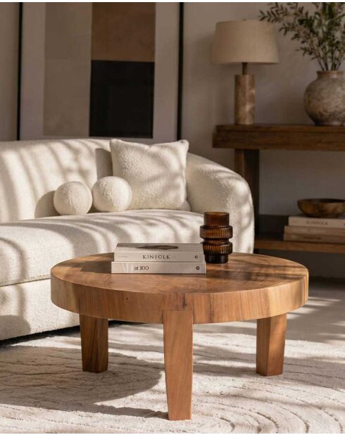 Table basse ronde en teck massif Olia - 70 x 70 x 30 cm