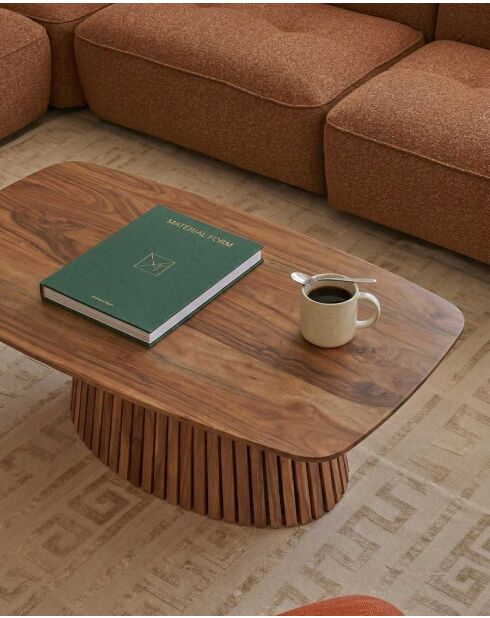Tibo ovaler Couchtisch aus massivem Akazienholz, 115 x 60 x 45 cm