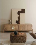Porta TV Kubo, stile scandinavo, in legno massello di mango, 160 x 40 x 55 cm