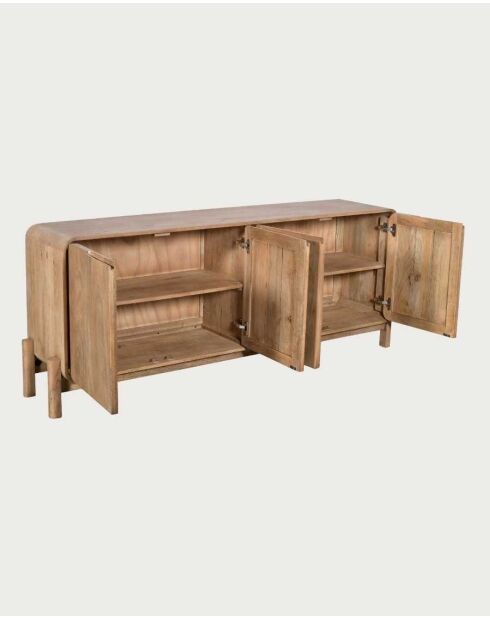Kubo naturel dressoir van massief mangohout met 4 deuren - 180 x 40 x 75 cm