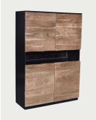 Aparador alto Leo de madera de acacia con iluminación LED - 100 x 40 x 147 cm