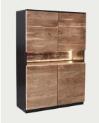 Aparador alto Leo de madera de acacia con iluminación LED - 100 x 40 x 147 cm