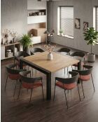 Vierkante eettafel in massief teakhout en metaal L130 cm 8 pers. Bruine boog - 130 x 130 x 76 cm