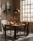 Vierkante eettafel in massief teakhout en metaal L130 cm 8 pers. Bruine boog - 130 x 130 x 76 cm