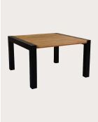Vierkante eettafel in massief teakhout en metaal L130 cm 8 pers. Bruine boog - 130 x 130 x 76 cm