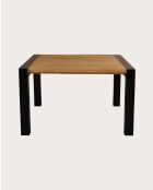 Vierkante eettafel in massief teakhout en metaal L130 cm 8 pers. Bruine boog - 130 x 130 x 76 cm